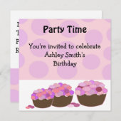 スマートティーカップケーキ誕生日招待状 招待状 (正面/裏面)