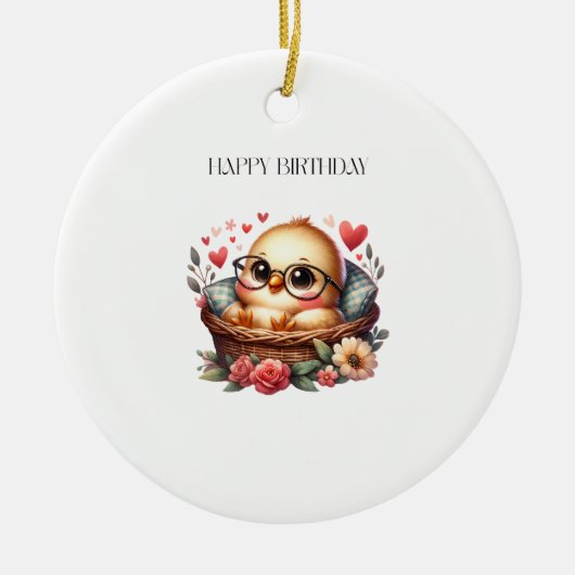 スマートヒヨコの誕生日 セラミックオーナメント (正面)