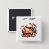 スマートヒヨコの誕生日 缶バッジ (正面&裏面)