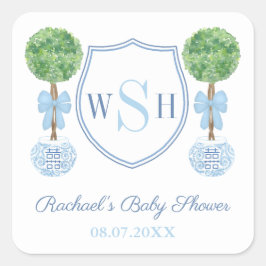 スマートファミリーモノグラム クレスト ボックスウッド トピアリー ギフト スクエアシール