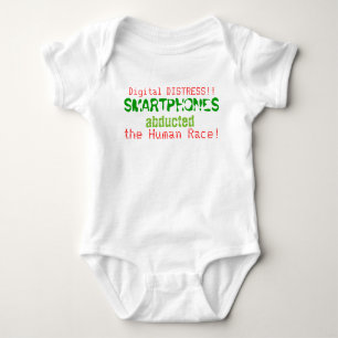スマートフォンデジタル遭難おもしろい乳児 ベビーボディスーツ