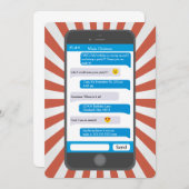 スマートフォン絵文字10代のメールや文字を打つ誕生日招待状 招待状 (正面/裏面)