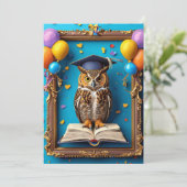 🦉スマートフクロウの卒業式お祝い 🦉 招待状 (スタンド正面)
