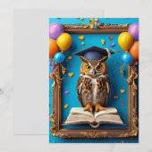 🦉スマートフクロウの卒業式お祝い 🦉 招待状 (正面/裏面)