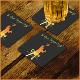 スマートブラックモダンテック卒業 スクエアペーパーコースター