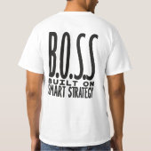 スマート戦略で築かれたリーダーシップ タイポグラフィーデザイン Tシャツ (裏面)