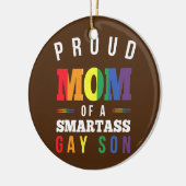 スマート誇りを持ったなゲイの母LGBTゲイプライド セラミックオーナメント (左)