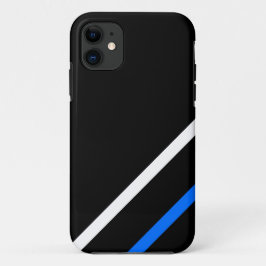 スマート スポーティー ホワイト ブルー レース ストライプ ブラック iPhone 11 ケース