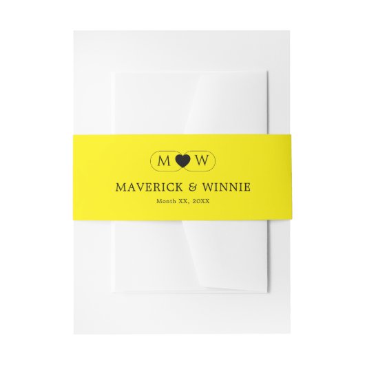 スマート ミニマル モダン ウェディング ブライト イエロー 招待状ベリーバンド (正面例)