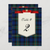 スミススタイリッシュタータンチェックプ結婚ライドのテーブル番号 招待状 (正面/裏面)