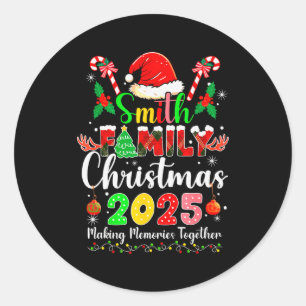 スミス一家のクリスマス2025 マッチングサンタ帽子 Xma ラウンドシール
