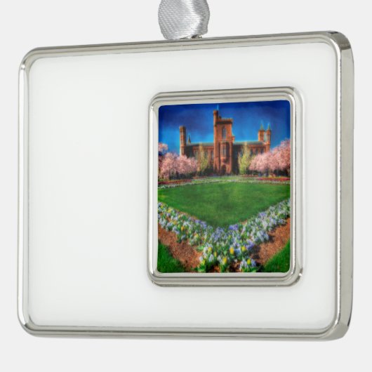 スミソニアンキャッスルガーデンさくらんぼの花 シルバープレートフレームオーナメント (左)