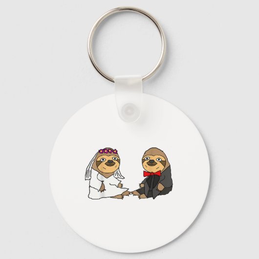 スミレおもしろいトデイティーズSloth Bride And Groom結婚's キーホルダー (正面)