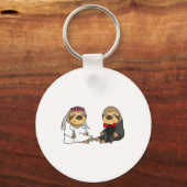 スミレおもしろいトデイティーズSloth Bride And Groom結婚's キーホルダー (正面)