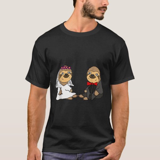 スミレおもしろいトデイティーズSloth Bride And Groom結婚's Tシャツ (正面)
