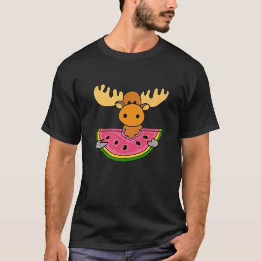 スミレおもしろいノウズムース食べスイカの漫画 Tシャツ (正面)
