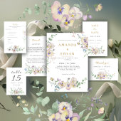 スミレとユーカリの花の結婚式の詳細 招待状
