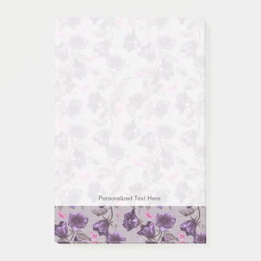 スミレの手の鈴とピンクの蝶の柄 ポストイット (正面)