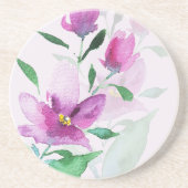 スミレの水彩アートの花のユニークさ コースター (正面)