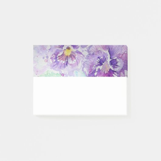 スミレの水彩アートの花の付箋 ポストイット (正面)
