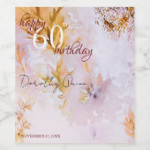 スミレの水彩画の秋の葉 誕生日パーティー ワインラベル (シングルラベル)