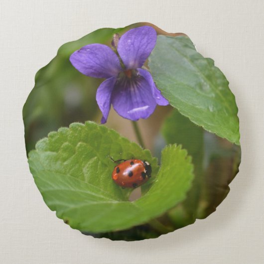スミレの甘い花のラディバグ ラウンドクッション (裏面)