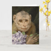 スミレの花束を持つサル | ガブリエル・フォン・マックス カード (黄色い花)