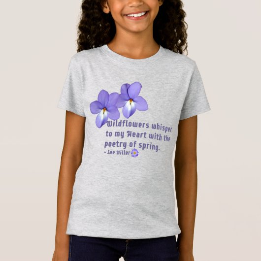 スミレの花言葉の引用 Tシャツ (正面)
