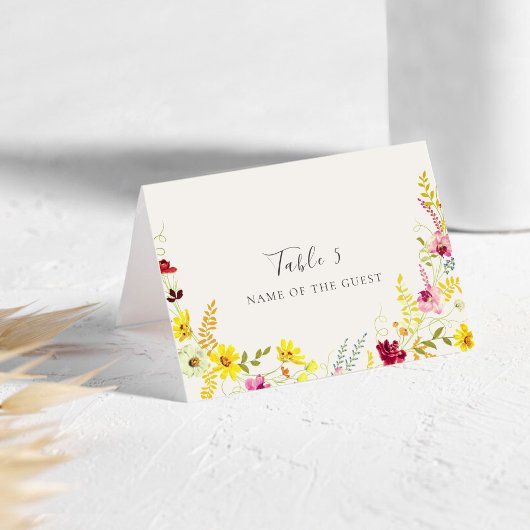 スミレの野生の蘭のリースの結婚式プレイスカード テーブルナンバー