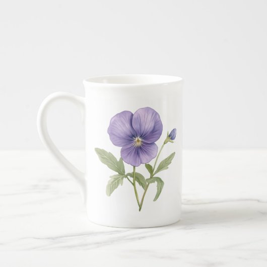 スミレの2月の誕生花 ボーンチャイナマグカップ (左)