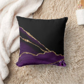 スミレットブラック大理石エーゲートダークグラマーゴールデン クッション (ブランケット)