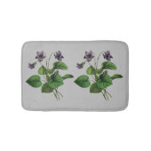 スミレフラワーズかわいらしフローラ植物自然グレー バスマット (正面)