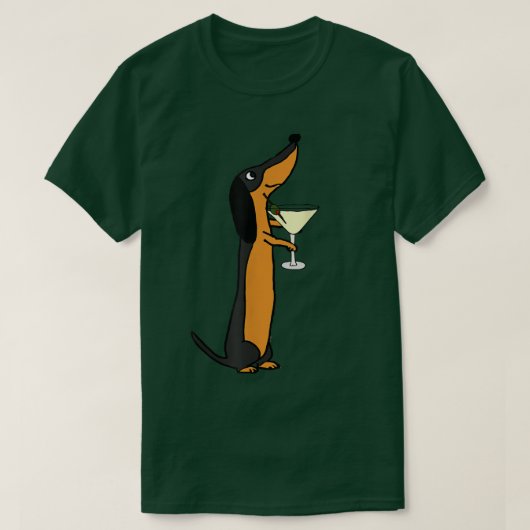 スミレモおもしろいレティーズDachshund Dog Drink Martini Tシャツ (デザイン正面)