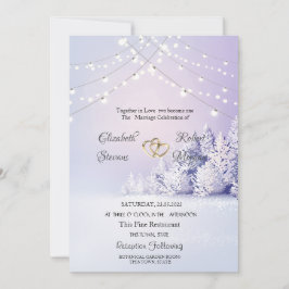 スミレ冬の風景の森の文字列ライト 招待状