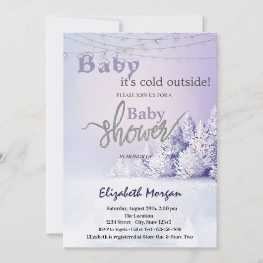 スミレ冬の風景林 招待状 (正面)