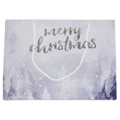 スミレ冬の風景雪 ラージペーパーバッグ (正面)