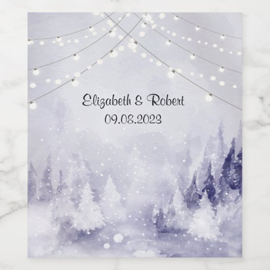 スミレ冬の風景雪 ワインラベル (シングルラベル)