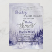 スミレ冬の風景雪 招待状 (正面/裏面)