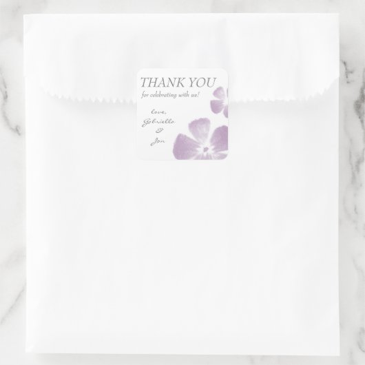 スミレ水彩フラワーステッカー スクエアシール (バッグ)