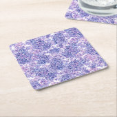 スミレ水彩薄紫花 スクエアペーパーコースター (アングル)