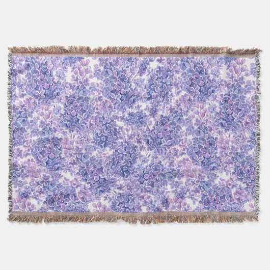 スミレ水彩薄紫花 スローブランケット (正面)
