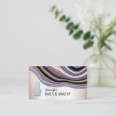スミレ瑪瑙ジオードシックなメタリックソフトピンク爪、 ネイル 名刺 (スタンド正面)