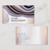 スミレ瑪瑙ジオードシックなメタリックソフトピンク爪、 ネイル 名刺 (正面/裏面)