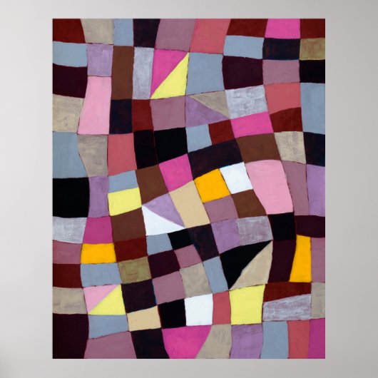 スミレ絵画ートと黄色の不規則な格子 ポスター (正面)