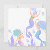 スミレ色と青の水彩人魚の誕生日 招待状 (裏面)