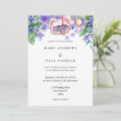 スミレ色のラベンダー金ゴールドの結婚花 招待状 (スタンド正面)