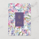 スミレ色のワイルドフラワーの緑の葉 エンクロージャーカード (裏面)