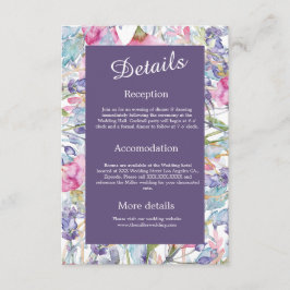 スミレ色のワイルドフラワーの緑の葉 エンクロージャーカード