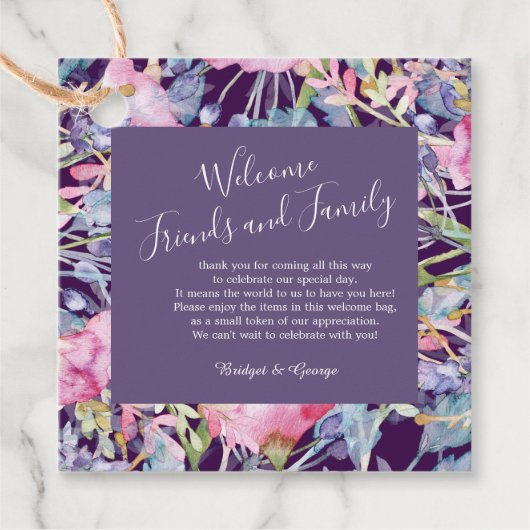 スミレ色のワイルドフラワーの緑の葉 フェイバータグ (正面)