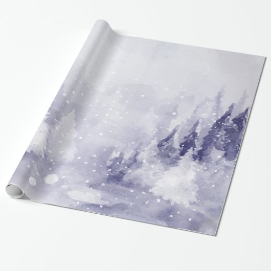 スミレ色の冬の風景 雪 ラッピングペーパー (アンロールド)